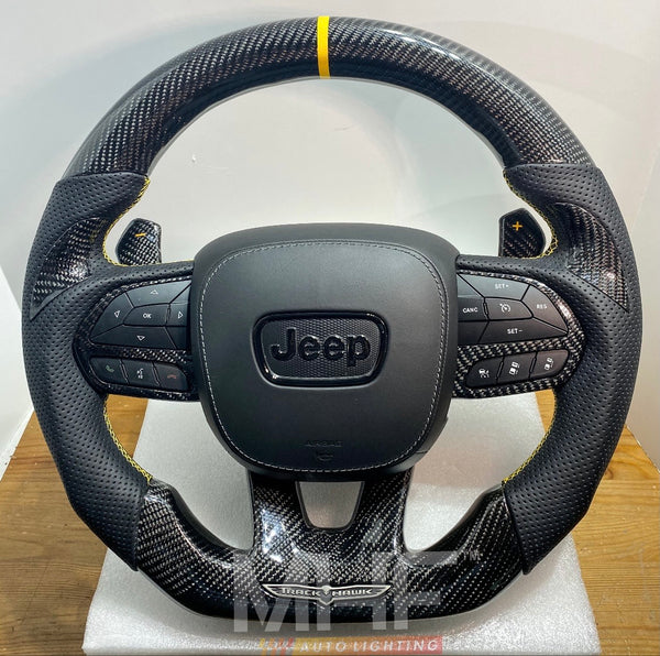 2018-2021 Carbon “Track Series” Yellow Accent TrackHawk Steering Wheel
