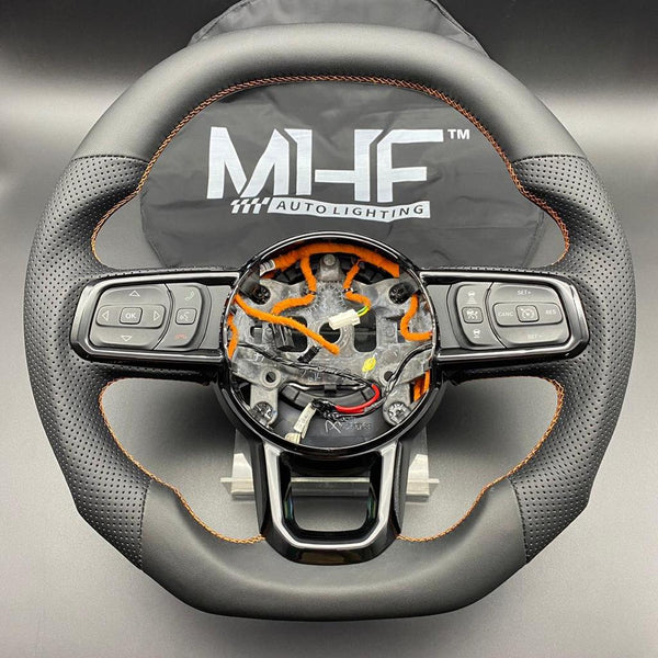 2018-2022 JT / JL “Perforated Leather /  Orange” Jeep Wrangler Steering Wheel