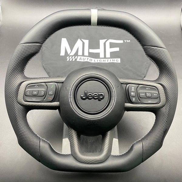 2018-2022 JT / JL “Perforated Leather /  White” Jeep Wrangler Steering Wheel