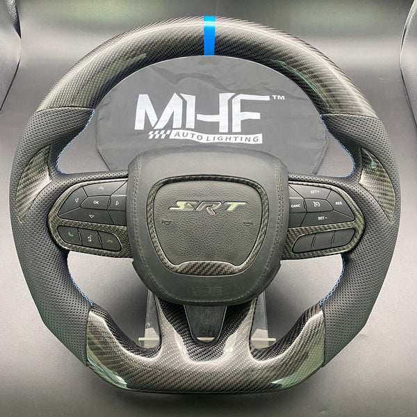 2014-2021 Jeep/ Dodge Carbon Blue Accent Steering Wheel