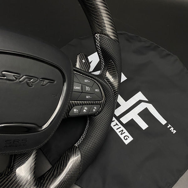 2018-2021 Carbon Jeep TrackHawkWhite Accent Steering Wheel