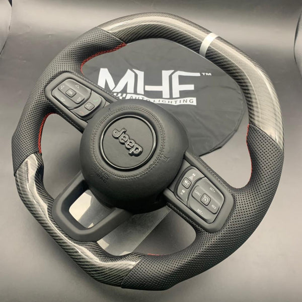 2018-2022 JT / JL “Red accent ” White Top Stripe Jeep Wrangler Steering Wheel