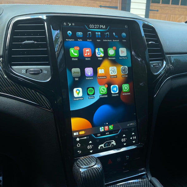 2011-2021 Piano Black 13.6" VERTICAL SCREEN ANDROID 10 NAVIGATION RADIO FOR JEEP GRAND CHEROKEE