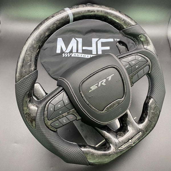 2018-2021 Carbon “Track Series” Gray Accent Forged TrackHawk Steering Wheel