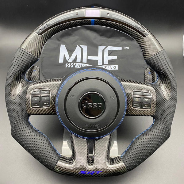 2011-2013 Jeep/ Dodge Blue Accent Carbon Steering Wheel