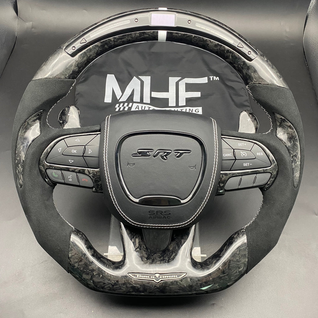 Gray Racing Steering Wheel 2018-2021 Carbon “Track Series” Gray Accent Forged TrackHawk Steering ...