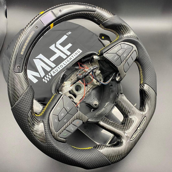 2018-2021 Carbon “Track Series” Yellow Accent TrackHawk Steering Wheel