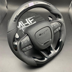 2014-2021 Carbon Jeep / Dodge SRT Black Gloss Accent Steering Wheel