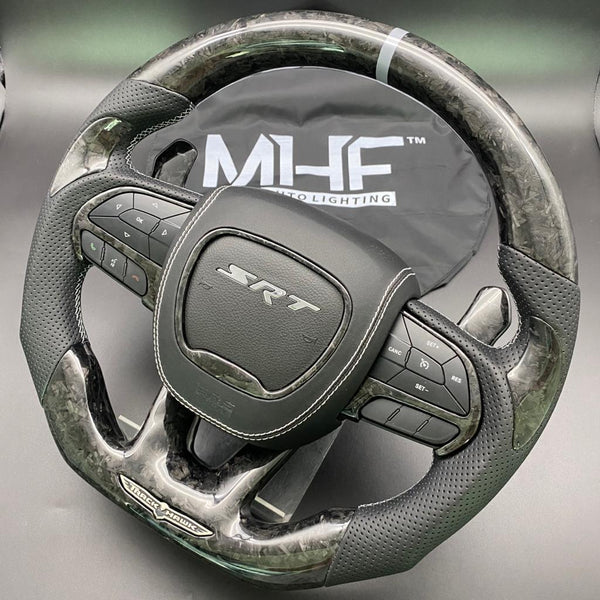 2018-2021 Carbon “Track Series” Gray Accent Forged TrackHawk Steering Wheel