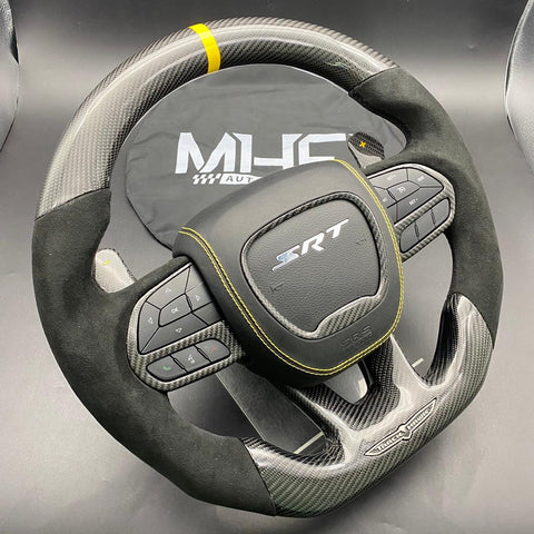 2018-2021 Carbon “Track Series” Alcantara Yellow Accent TrackHawk Steering Wheel