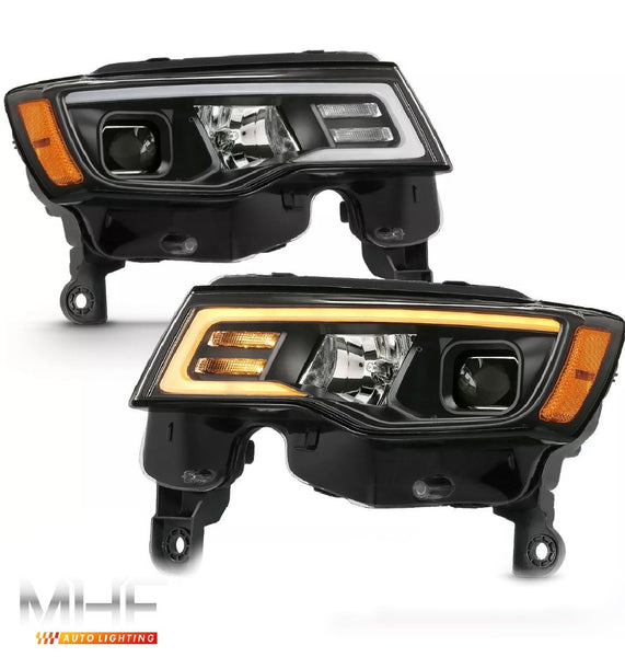 2017-2021 Jeep Grand Cherokee Black Projector switchback headlights