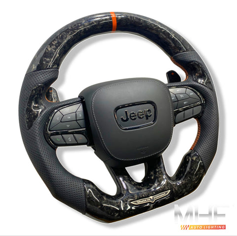 2018-2021 Carbon “Track Series” Orange Accent Forged TrackHawk Steering Wheel