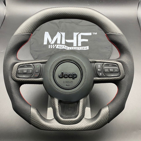 2018-2022 JT / JL “Matte Carbon /  Red” Jeep Wrangler Steering Wheel