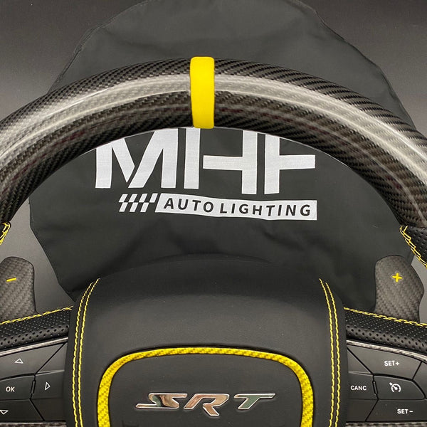 2018-2021 Carbon “Track Series” Yellow Accent TrackHawk Steering Wheel