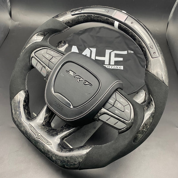 2018-2021 Carbon “Track Series” Gray Accent Forged TrackHawk Steering Wheel