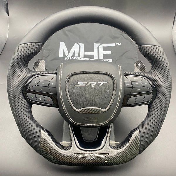 2018-2021 Carbon “Black Gloss” White Accent TrackHawk Steering Wheel