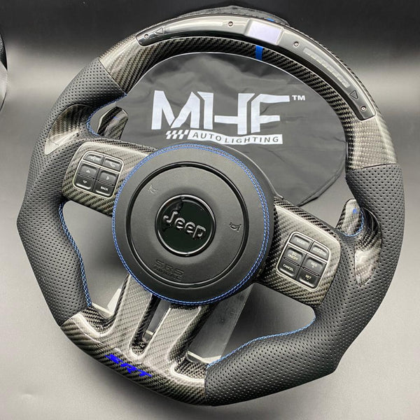 2011-2013 Jeep/ Dodge Blue Accent Carbon Steering Wheel