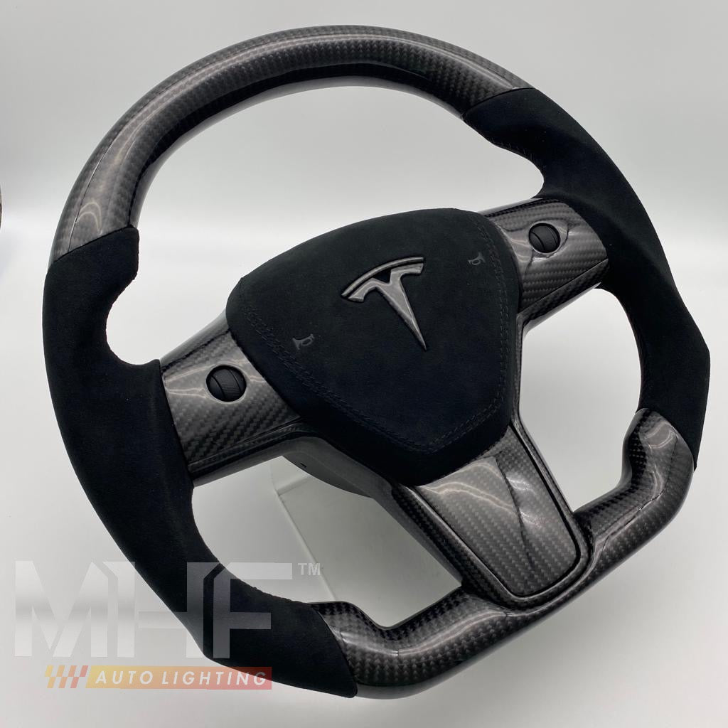 Tesla Model 3 & Y Carbon Black Accent Steering Wheel