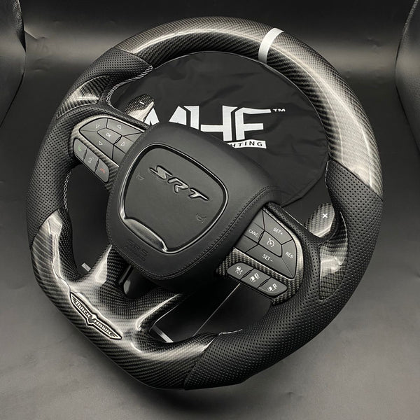 2018-2021 Carbon Jeep TrackHawkWhite Accent Steering Wheel