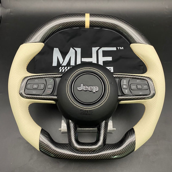2018-2022 JT / JL “Light Tan Accent Carbon” Jeep Wrangler Steering Wheel