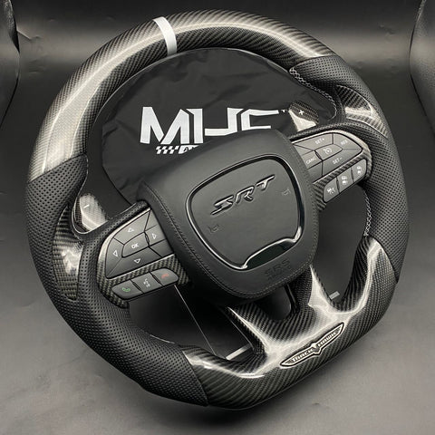 2018-2021 Carbon Jeep TrackHawkWhite Accent Steering Wheel