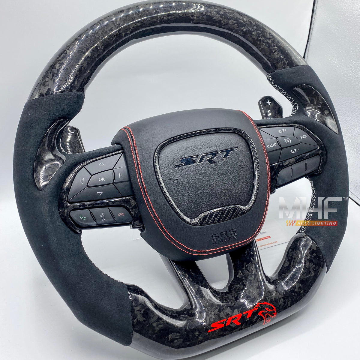 2015 2021 Carbon “Hellcat Red” Accent Steering Wheel