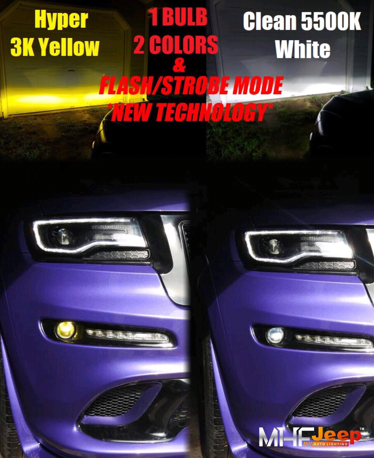 Dual Color LED Fog [1 bulb 2 colors] Choose between a Clean White & Hyper 3000k Yellow