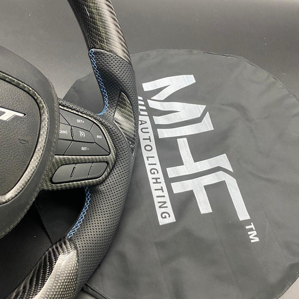 2014-2021 Jeep/ Dodge Carbon Blue Accent Steering Wheel