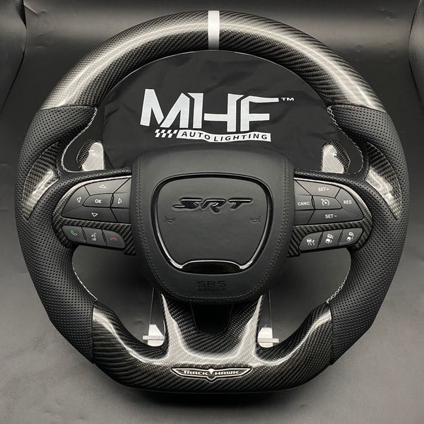 2018-2021 Carbon Jeep TrackHawkWhite Accent Steering Wheel