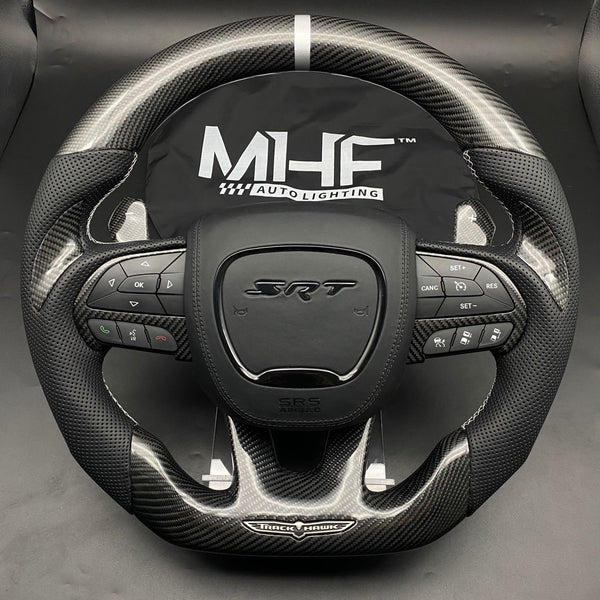 2018-2021 Carbon Jeep TrackHawkWhite Accent Steering Wheel