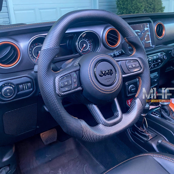 2018-2022 JT / JL “Matte Carbon /  Orange” Jeep Wrangler Steering Wheel
