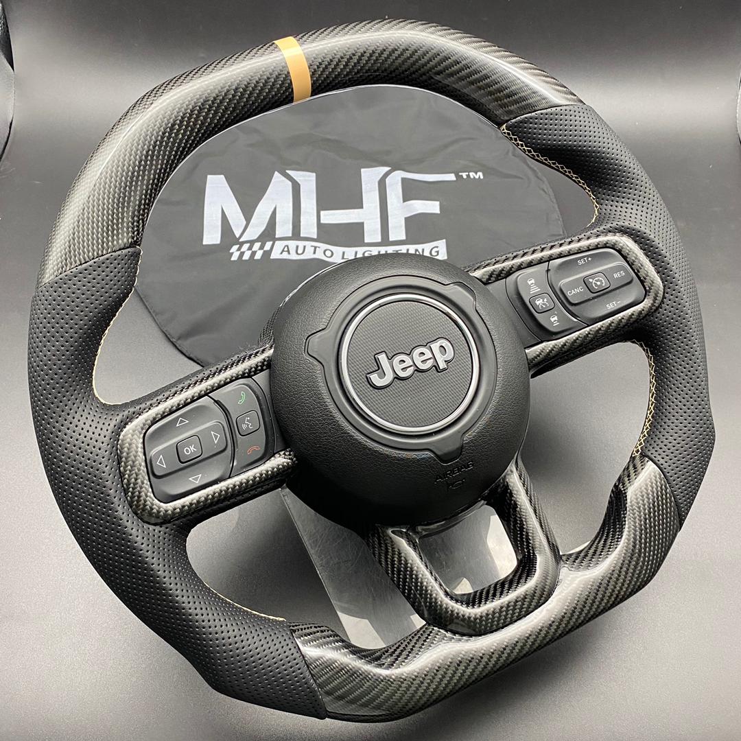 2018-2021 JT / JL “Black Carbon Tan Accent” Jeep Wrangler Steering Wheel