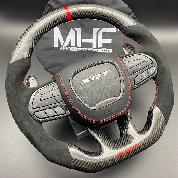 2014-2021 Jeep/ Dodge Carbon SRT Red Accent Alcantara Steering Wheel