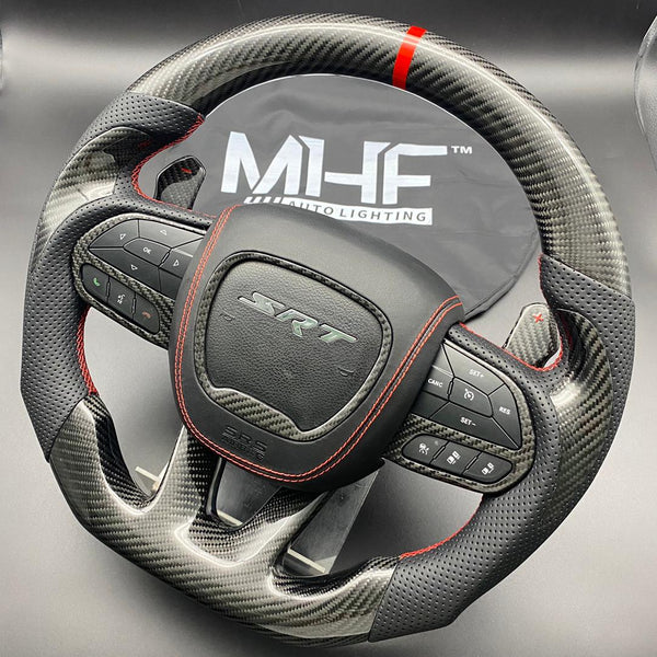 2014-2021 Jeep/ Dodge Red Accent Carbon Steering Wheel