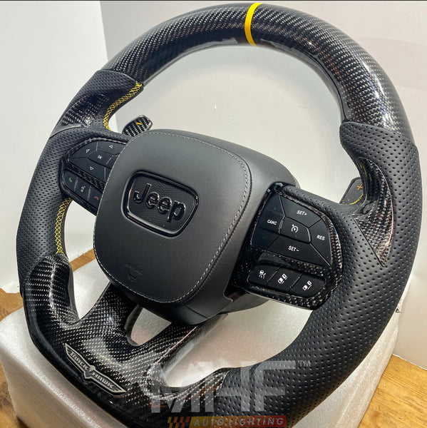 2018-2021 Carbon “Track Series” Yellow Accent TrackHawk Steering Wheel