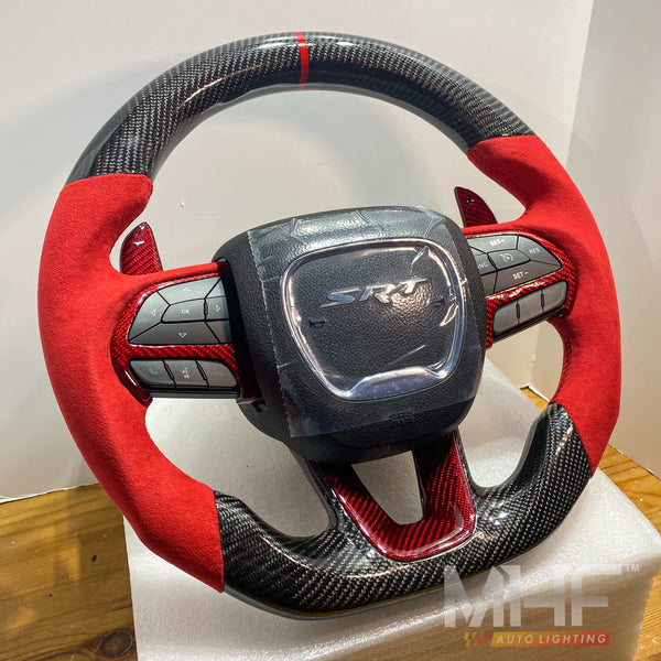 2014-2021 Jeep/ Dodge Carbon Red Carbon Steering Wheel