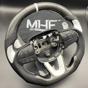 2014-2021 Jeep/ Dodge Carbon White Gloss Accent Steering Wheel