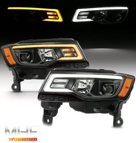 2014-2016 Jeep Grand Cherokee Black Projector switchback headlights