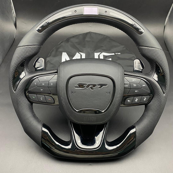 2014-2021 Carbon Jeep / Dodge SRT Black Gloss Accent Steering Wheel