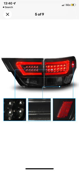 Black Clear Design LED Tail Lights for 2011-2013 Grand Cherokee WK2