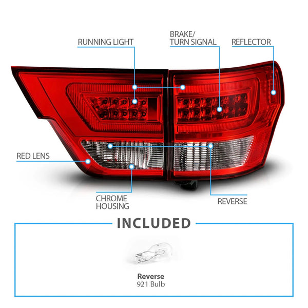 Red Clear Design LED Tail Lights for 2011-2013 Grand Cherokee WK2