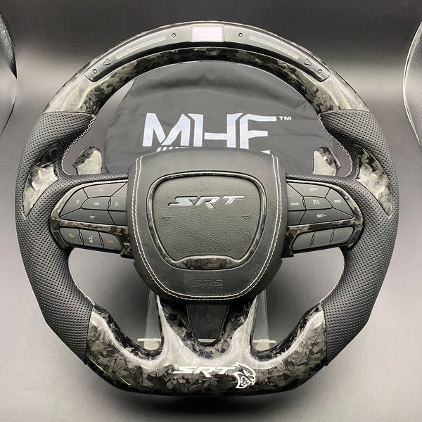 2015 -2021 Forged Carbon “Hellcat White” Accent Steering Wheel