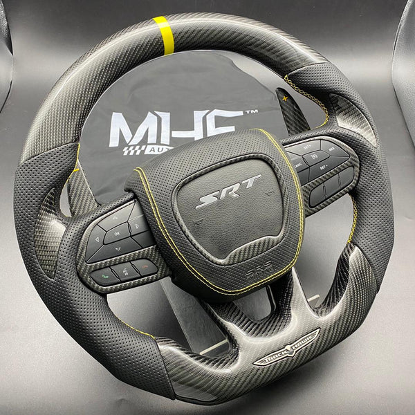 2018-2020 Carbon “Track Series” Yellow Accent TrackHawk Steering Wheel