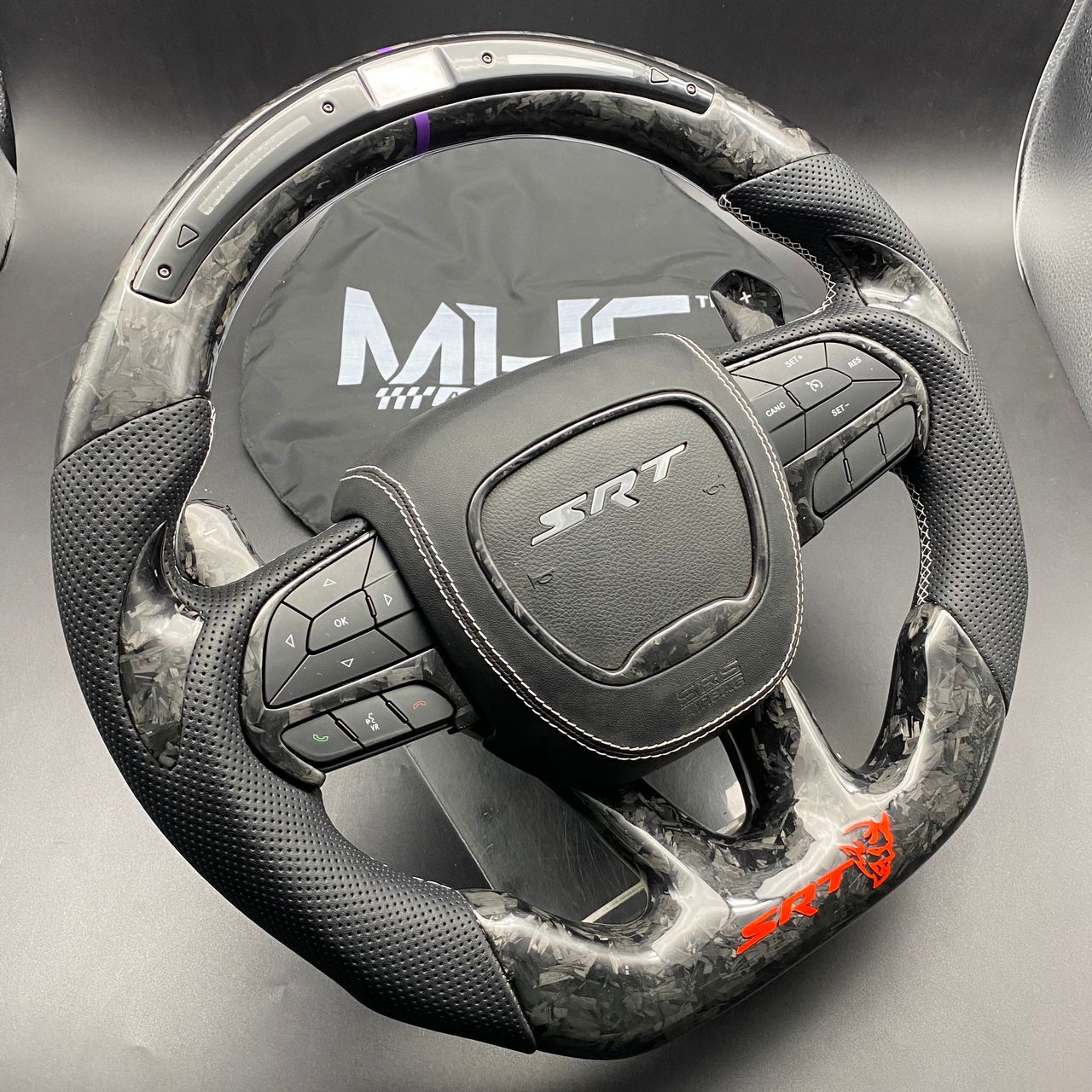 2015 -2021 Forged Carbon “Hellcat Demon Red” Steering Wheel