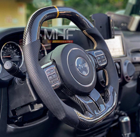 2011-2017 JK Wrangler Carbon “Tan” Accent Steering Wheel