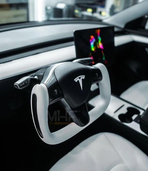 Tesla Model 3 & Y Fighter Jet Carbon Accent Steering Wheel