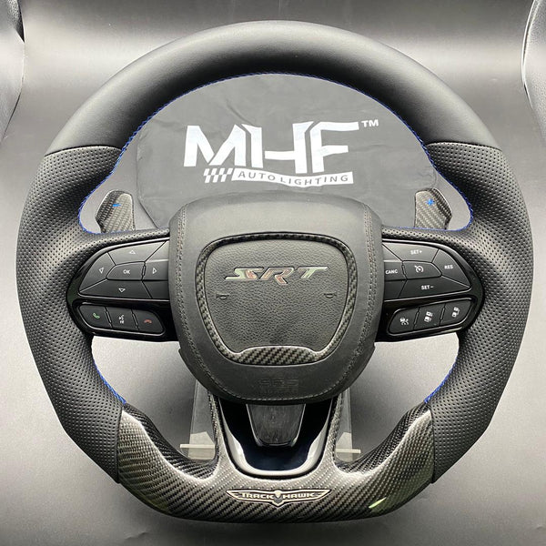 2018-2021 Carbon “Black Gloss” Blue Accent TrackHawk Steering Wheel