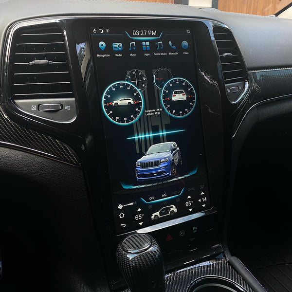 2011-2021 Piano Black 13.6" VERTICAL SCREEN ANDROID 10 NAVIGATION RADIO FOR JEEP GRAND CHEROKEE