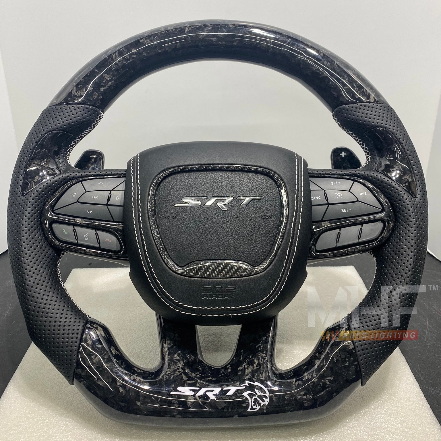 2015 -2021 Forged Carbon “Hellcat White” Accent Steering Wheel