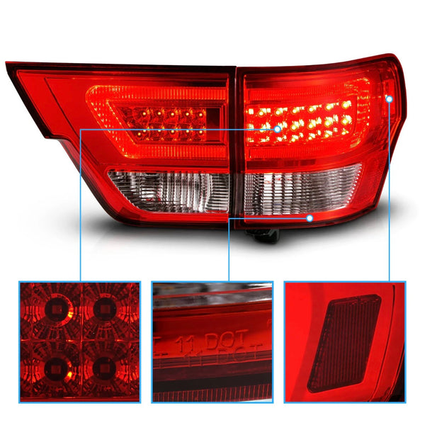 Red Clear Design LED Tail Lights for 2011-2013 Grand Cherokee WK2